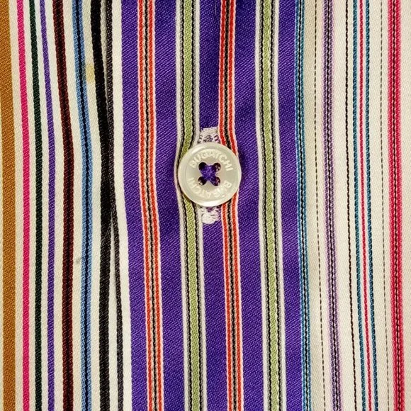 BUGATCHI Collared ShirtMen's sz LargeCottonPurple stripeShaped FitEXC